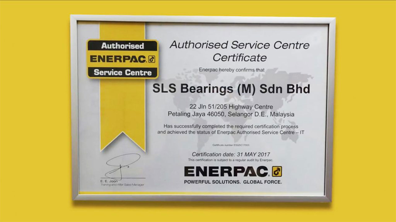 SLS Authorized Service Center Certification by Enerpac